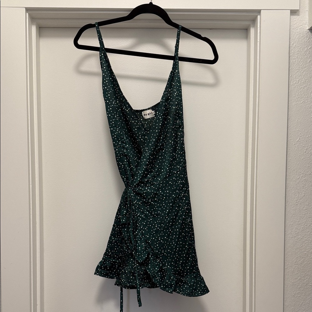 Green Polka Dot Wrap Dress